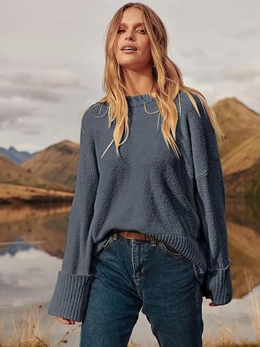 ANRABESS Women's Oversized Sweaters 2025 Long Sleeve Fuzzy Knit Casual Chunky Pullover Sweater Fall Outfits Clothes thumbnail 6