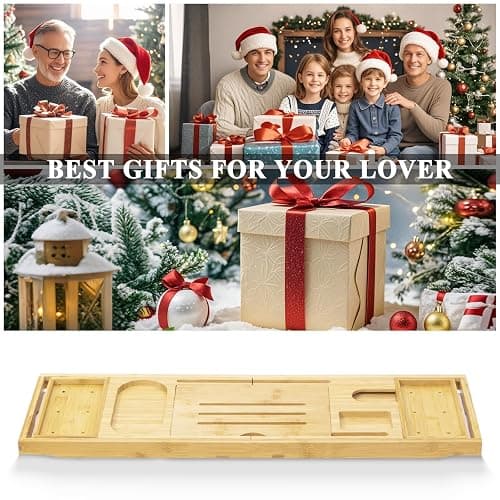 AUTODECO Bathtub Caddy Tray, Bamboo Bathtub Tray, Expandable Bath Tray with Bamboo Book Stand, Soap Tray, Perfect for Home Spa, Natural Colour - Natural thumbnail 9