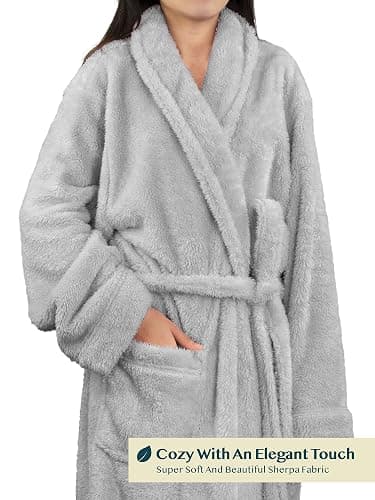 PAVILIA Premium Womens Plush Soft Robe Fluffy, Warm, Fleece Sherpa Shaggy Bathrobe thumbnail 3