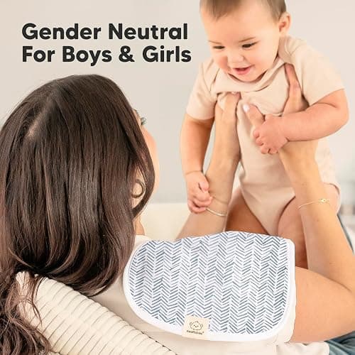 Organic Burp Cloths Baby Boy & Girl - 5-Pack Super Absorbent Cotton Burping Cloths for Babies, Soft & Plush Newborn Spit Up Rags, Infant Towels for Milk Spit Up, Unisex, Large 53cm x 25cm (Nordic) thumbnail 8