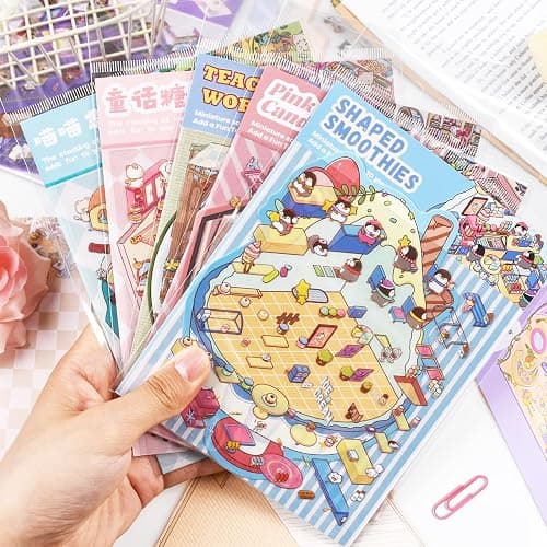 24 Sets 3D Scene Sticker Therapy Fun Cartoon Make Your Own Room Shop Scenes DIY House Stickers for Kids Cartoon Animal Relief Stress Own thumbnail 8
