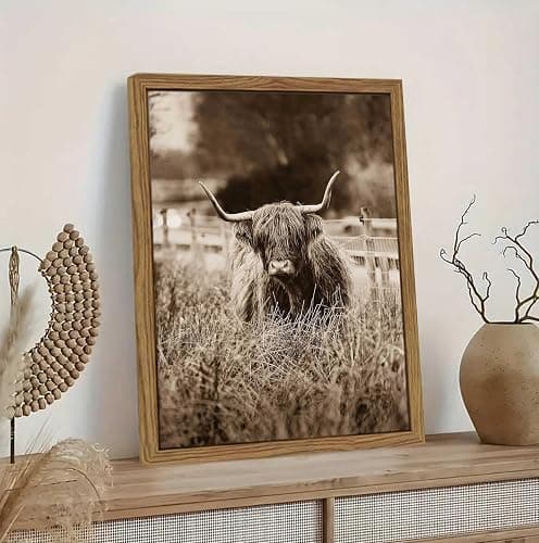 INADIKEIN 6PCS Vintage Western Cowboy Wall Art, Highland Cattle Rustic Farmhouse Canvas, 8x10 Inch Unframed, for Bedroom Kitchen Rustic Western Decor thumbnail 2