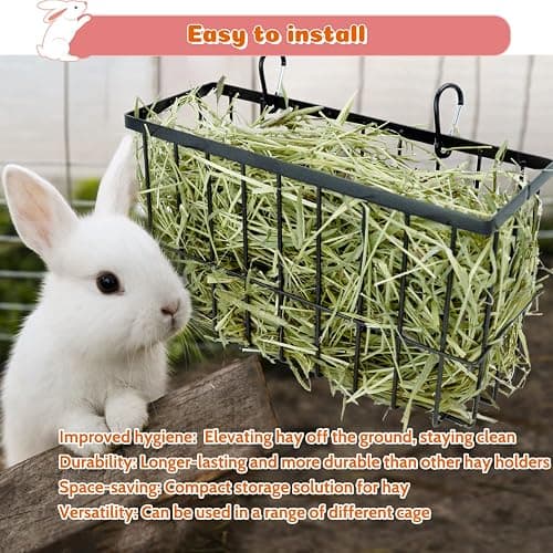 2PCS Rabbit Hay Feeder,Bunny Hay Feeder Rack with Metal Frame for Guinea Pig Chinchilla,Large Heavy-Duty Hay Holder Feeders for Rabbits Guinea Pigs, Small Animal Cage Accessories thumbnail 5