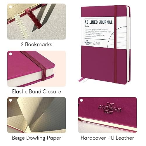 STATIONERY ISLAND A5 Lined Notebook, Journal Lined Hardcover with 120gsm Premium Thick Paper, 180 Pages Hardback Ruled Journal Notebook for Writing, Working, Study, Planning, Diary, Journaling thumbnail 8