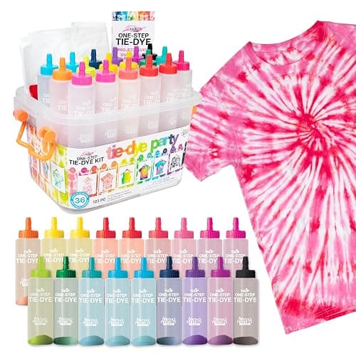 Tulip One-Step Tie Dye Kit, Large Group Activity, Gift, 14 Vibrant Colors, Permanent Fabric Dye, Easy Clean-up, 18 Prefilled Full-Size Bottles and Tools - Image 1