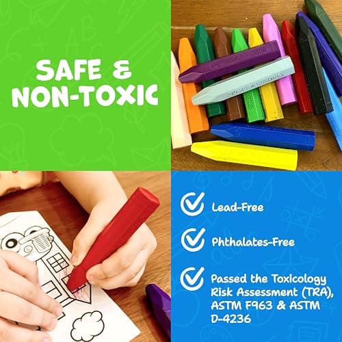 Jumbo Crayons for Toddlers 1-3 - 16pc Toddler Baby Crayons for Kids Ages 4-8 1-3 2-4 - Printed & PDF Coloring Sheets Non Toxic Washable Classroom Must Haves, Christmas Stocking Stuffers for Toddlers thumbnail 5