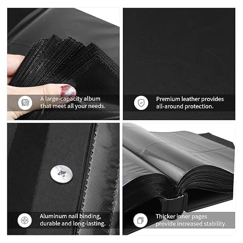 Rdylymx Photo Album 6 x 4 600 Pockets Photos, Black Leather Cover, Extra Large Capacity Family Wedding Baby Anniversary Valentines Picture Albums Holds 600 Portrait and Landscape Photos thumbnail 5