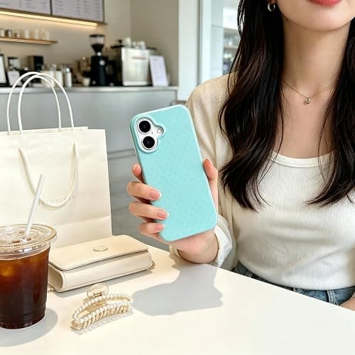 Luukalubo Teal Cute Polka Dot Glossy Slim Phone Case for iPhone 17 | Aesthetic Trendy Vintage Preppy Small Light Teal Green Dotted Shockproof Protective Cover for Women Girls thumbnail 9
