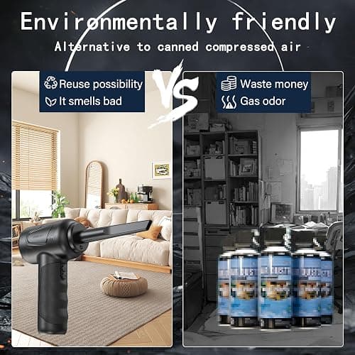 Compressed air Duster, Electric air Duster，Keyboard Cleaner for Office - no Canned air Duster - Reusable - Good Replacement for Compressed Air Can - Cordless Air Duster 7500mAh (‎GG09) - ‎GG09 thumbnail 5