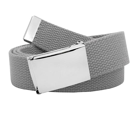 Build A Belt Boy's 1.25" Wide Silver Flip Top Belt Buckle with Canvas Web Belt - Image 1