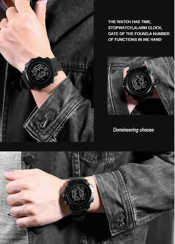 Digital Watch Sports Waterproof Military Back Light Small Watch for Men Black 1426 thumbnail 2