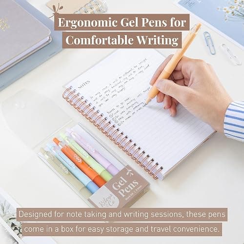 Rileys & Co. Stylos Gel Esthétiques pour l'Écriture, Lot de 6, Stylos Noirs, Pointe Fine 0,5 mm, Stylos Anti-Bavures, Stylos Gel Fins, Stylos à Pointe Fine pour Prendre des Notes et Journal Intime thumbnail 5