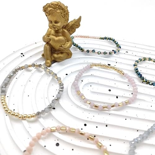 SROBENZ 35Pcs Delicate Boho Beaded Bracelets Multi Layer Versatile Statement Bracelets Stackable stretch Cuff Sparkly Glass Crystal Beads bracelets thumbnail 6
