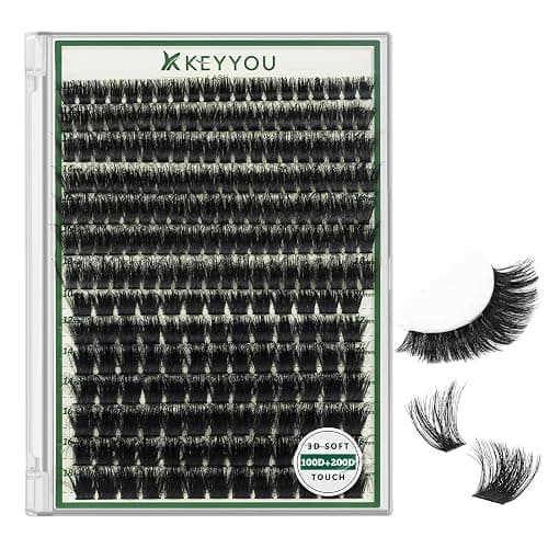 KEYYOU Lash Clusters 3D Effect 231pcs Eyelash Clusters 100D200D 10-18mm D Curl Wispy Lashes Individual Cluster Lashes Natural Volume Soft DIY Lash Extensions (3D-100D200D-D-10-18MIX) - Image 1