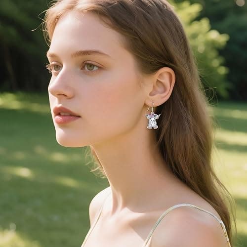 Peacock Highland Cow Earrings 18K White Gold Plated Animal Dangle Drop Earrings Jewelry Gifts for Women Lovers thumbnail 2