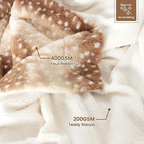 Cozy Bliss Luxury Faux Fur Throw Blanket Animal Striped Print, Non Shedding Double Sided Sherpa Blankets Super Soft Fluffy Thick Warm Throws Home Decor for Couch Bed Sofa Women (Brown, 60x80 Inches) - Brown - Twin(60" x 80") thumbnail 5