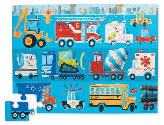 Crocodile Creek 36-Piece Jigsaw Floor Puzzle - Fun Floor Puzzles for Kids Ages 3-5 - Heavy-Duty Shaped Box for Storage - Vehicles - 24" W x 18" H Finished thumbnail 5