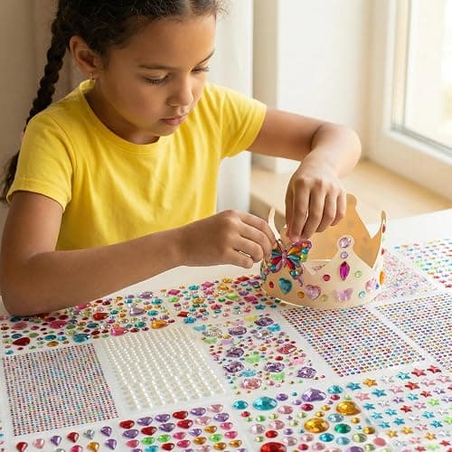 Gikboup 3521 Pieces Self Adhesive Jewels for Crafts, Gems Stickers for Kids, Flat Back Plastic Fake Jewels for Scrapbook Supplies and face gems thumbnail 2