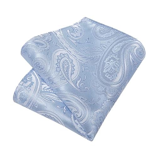DiBanGu Silk Floral Ties for Men Woven Paisley Necktie and Tie Clip Handkerchief Cufflinks Set for Party Wedding thumbnail 8