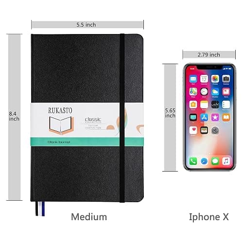 Rukasto Hardcover Notebook Blank Journal Sketchbook for Drawing, Medium 5.5 by 8.4 Inch, 100 GSM Thick Paper (Black, Plain) thumbnail 3