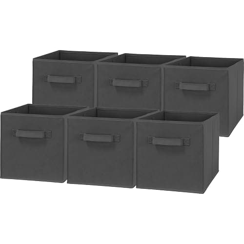 Simple Houseware 11 Inch Foldable Storage Bins Cubes Organizer, 6 Pack, Dark Grey - Image 1