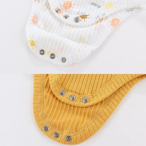 MAMIMAKA Newborn Baby Short Sleeve Bodysuit Cotton One-Piece Baby Clothes 5-Pack, 0-12 Months - 0-3 Months - Five Piece Bodysuits-7 thumbnail 5