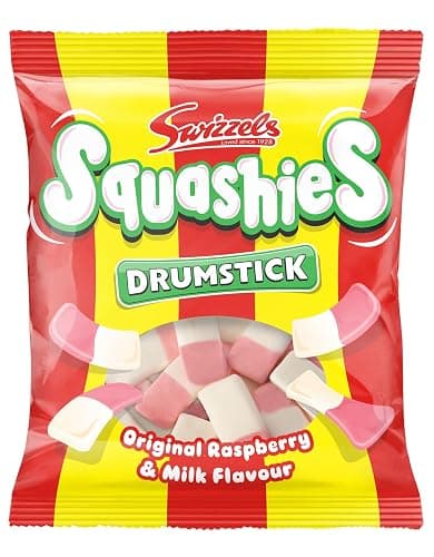 Swizzels Squashies Sweets, Drumstick Squashies Original Sweets - Raspberry and Milk Flavour- Single Pack 140g - Image 1