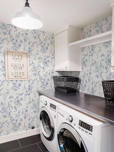 Ismoon Peel and Stick Wallpaper Floral Vintage Stick on Wall Paper Blue and White Contact Paper for Cabinet French Textured Removable Self Adhesive Wallpaper Vinyl for Bedroom Wall Deco 17.3 x 78.7in thumbnail 3