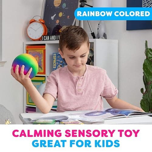Power Your Fun Arggh Rainbow Giant Stress Balls for Adults - 3.75 Inch Large Stress Balls for Kids Squishy Toys Ball Stress Relief Fidget Toy Sensory Ball Squeeze Toy for Boys Girls (Rainbow) thumbnail 5