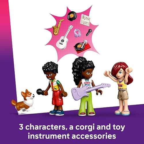 LEGO Friends Music Shop & Apartment Toy with 3 Mini Dolls, a Pet Corgi Animal Figure & Musical Instruments incl. a Piano, Drum Kit, Guitars & Accessories - Gift for 7+ Year Old Girls - 42653 thumbnail 8
