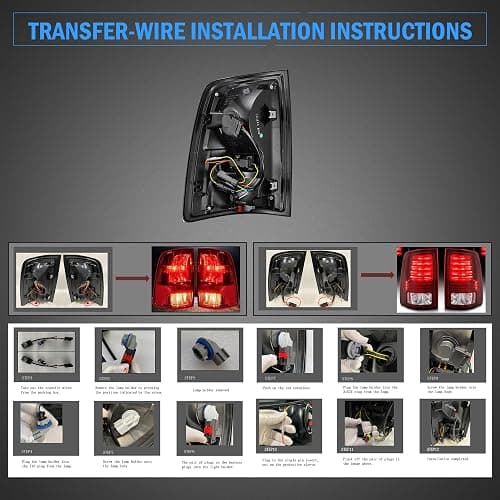 VLAND Tail Lights Compatible with 4th Gen Dodge Ram 1500 2009-2018 Ram 2500/3500 2010-2018, Rear Lights w/Startup Animation w/Amber Sequential, Fit Led/Halogen Models One Set Color Clear thumbnail 5