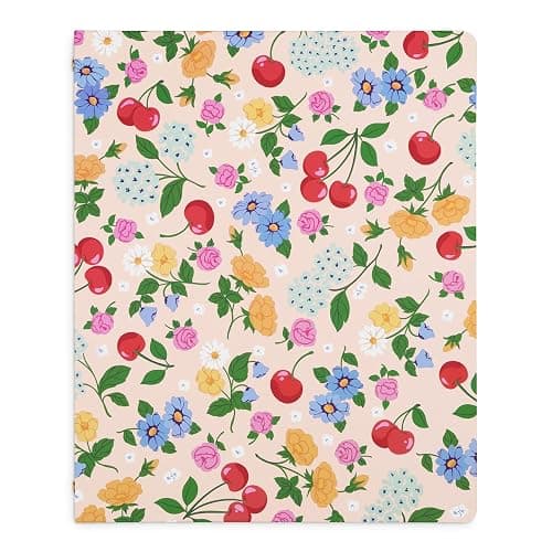 ban.do Hardcover 3 Ring Binder with 1 Inch Rings, School and Office Organizer for Letter Size Paper, Flowers and Fruit - Image 1