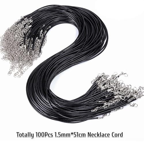 EuTengHao Necklace Cord Bulk, Waxed Necklace Chain, Black Waxed Necklace Cord String for Jewelry Necklace Bracelet Making (100Pcs, 22 Inch) thumbnail 6