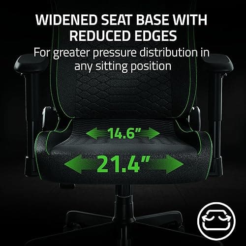 Razer Iskur V2 X Ergonomic Gaming Chair: Built-in Lumbar Support - Widened Seat Base - High Density Foam Cushions - Adjustable 152 Degree Recline - 2D Armrests - Plush Fabric Finish - Black thumbnail 5