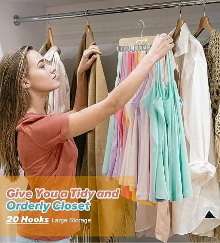 Gomyrod Bra Hanger for Closet, Tank Top Hangers 2 Pack w/20 Hooks Holds 40 Bras, Capacity Foldable Wood Space Saving Hanger, 360°Rotating Closet Organizers and Storage for Dorm & Apartment thumbnail 4