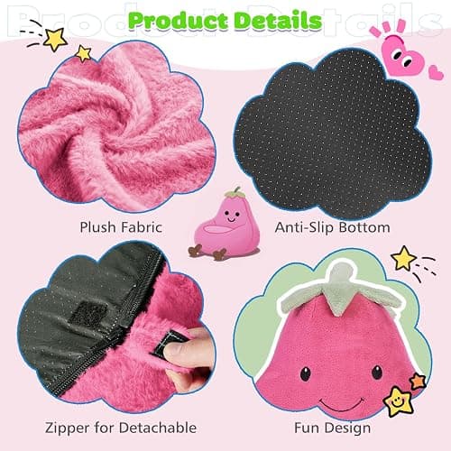 DUMOS Kids Bean Bag Chair, Stuffed Toddler Couch with Faux Rabbit Fur Cover for Teens & Kids, Comfy Lazy Sofa Chair for Reader, Living Room, Bedroom, Aged 4-12 Years, 31 Inch, Rose Red thumbnail 7