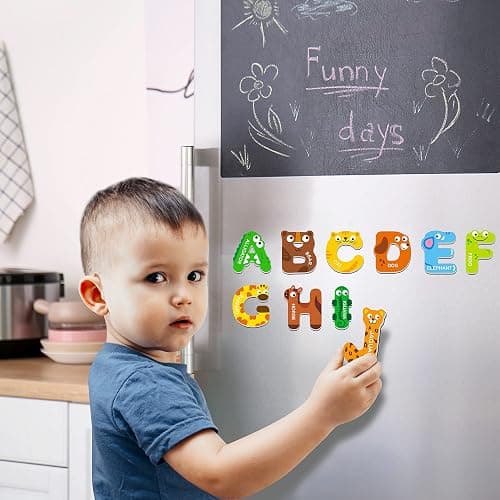 Large Size Magnetic Letters, Cute Animal Alphabet ABC Magnets for Fridge Colorful Uppercase Animals Toys Set Educational Spelling Learning Games for Kids, Toddlers 3 4 5 Years Old thumbnail 6