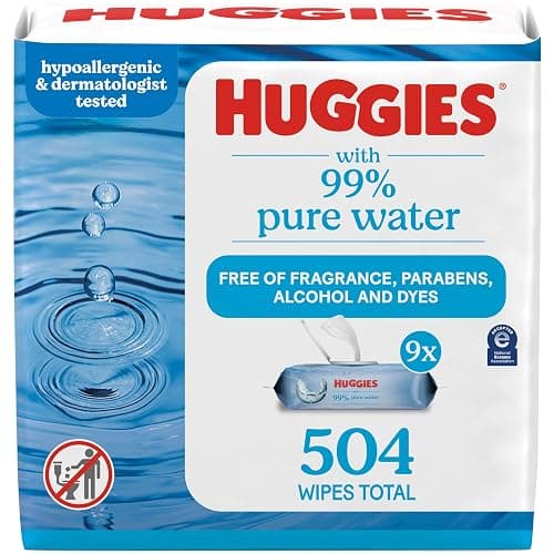 Huggies 99% Pure Water Baby Wipes, Unscented, 9 Packs, 504 Wipes - Image 1
