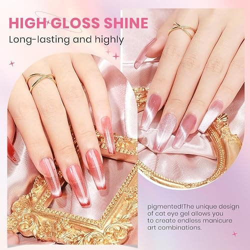 SUPWEE Crystal Cat Eye Gel Nail Polish 12 Colors with Magnetic Stick, Cat Eye Magnetic Nail Polish, Gel Polish, Salon DIY Home Gift for Women thumbnail 3