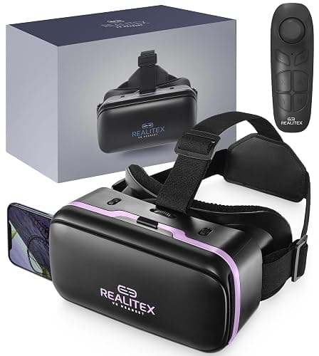 REALITEX 3D VR Headset for Kids + Android Remote - for iPhone & Android Phones | with 3D VR Videos & Apps Links | Virtual Reality Goggles Set for Beginners - Image 1