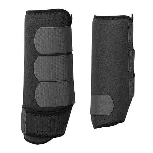 AccompMe Horse Boots Splint Boots for Horses Set of 4 Protective Boots Lower Limb Brushing Horse Boots Reusable Front Hind Leg Protection Gear (Black, Medium) thumbnail 3