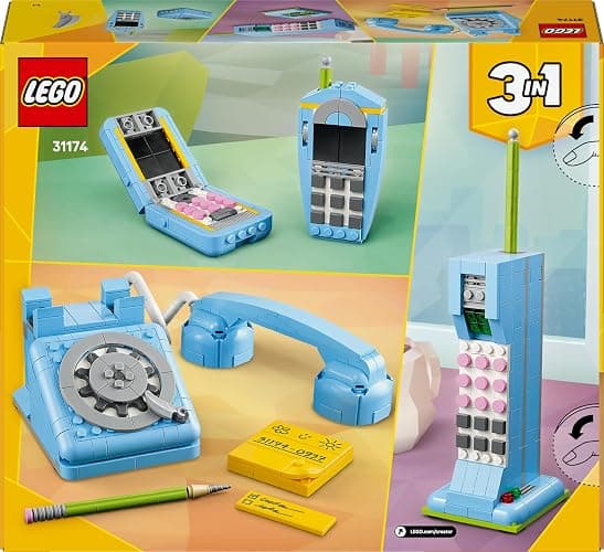 LEGO Creator 3in1 Retro Telephone Toy with Rotary Dial - Transforms into a 1980s Model or 2 Mobile Phones from the 2000s - Creative Gift for 8+ Year Old Girls & Boys - 31174 thumbnail 10