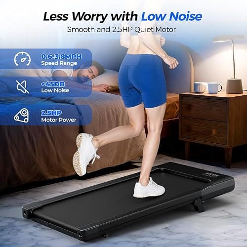 SupeRun Walking Pad with Incline, Under Desk Treadmill, 3 in 1 Portable Treadmills for Home with Remote Control LED Display, 2.5 HP Quiet Mini Treadmill for Office Home Use, 300 Lbs Capacity thumbnail 7