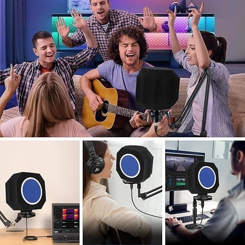 Professional Microphone Isolation Shield with Pop Filter,Reflection Filter for Recording Studios, Sound-absorbing Foam for Noise and Reflection Reduction for Recording,Singing,Podcasts,live stream - Mic isolation shield thumbnail 7