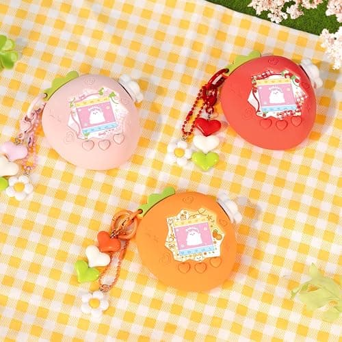 BUBBLELOGUS Strawberry Bubble Protective Case for Tamagotchi Paradise, Soft TPU Silicone Cover with Faceplate, Flower Shaped Zoom Dial Cap & Charms Set, Anti-Scratch & Waterproof (Pink) thumbnail 6