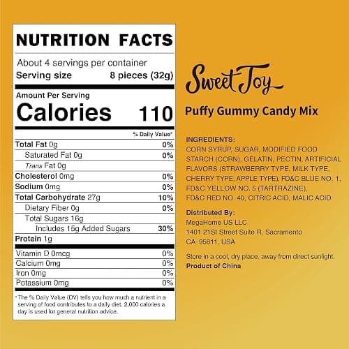 SweetJoy Puffy Gummy Candy Mix Fat Free Milk, Strawberry, Cherry, Apple Flavored Candy 16oz Total (4 Bags × 4oz), Value Pack Perfect for Birthdays, Halloween, Parties, Travel, Kids and Adults thumbnail 2