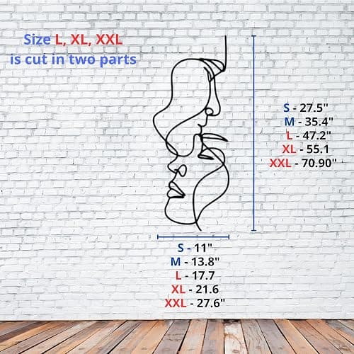 VAILLA Wall Art Decor Minimalist Abstract Woman and Man Face Wall Decoration Wooden Modern 3D Wall Sculptures Couple Love Line Drawing Wall Art Decor Female Single Line Wall Home Hanging for Bedroom Kitchen Bathroom Living Room - 27.5L" x 11W" thumbnail 5
