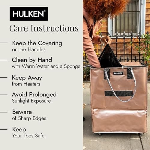(Large, Rose Gold) Reusable Grocery Bag On Wheels, Shopping Trolley, Rolling Tote, Zipper Closure, Lightweight, Carries Up to 66 lb, Folds Flat, Unbreakable Handles thumbnail 7