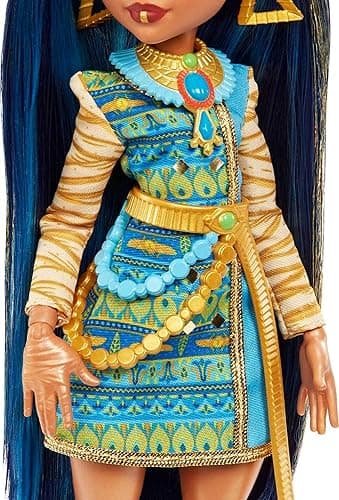 Monster High Doll, Cleo De Nile with Blue Streaked Hair in Signature Look with Fashion Accessories & Pet Dog Tut thumbnail 6