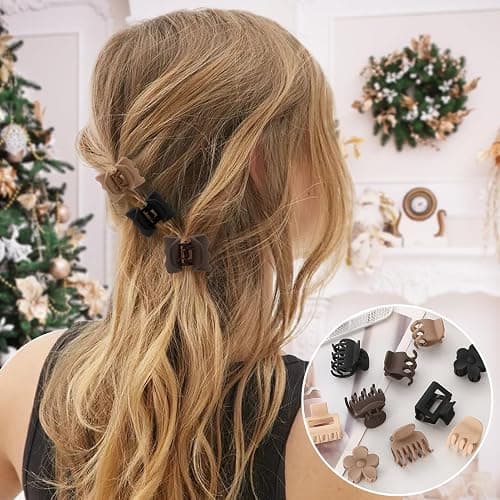 16 PCS Small Hair Clips for Women & Girls, Durable Matte Claw Clips for Thin Hair, Strong Hold NonSlip Medium Hair Claw Clips, Mini Hair Clips, Cute Hair Accessories, 4 Shapes Gifts Holiday thumbnail 2